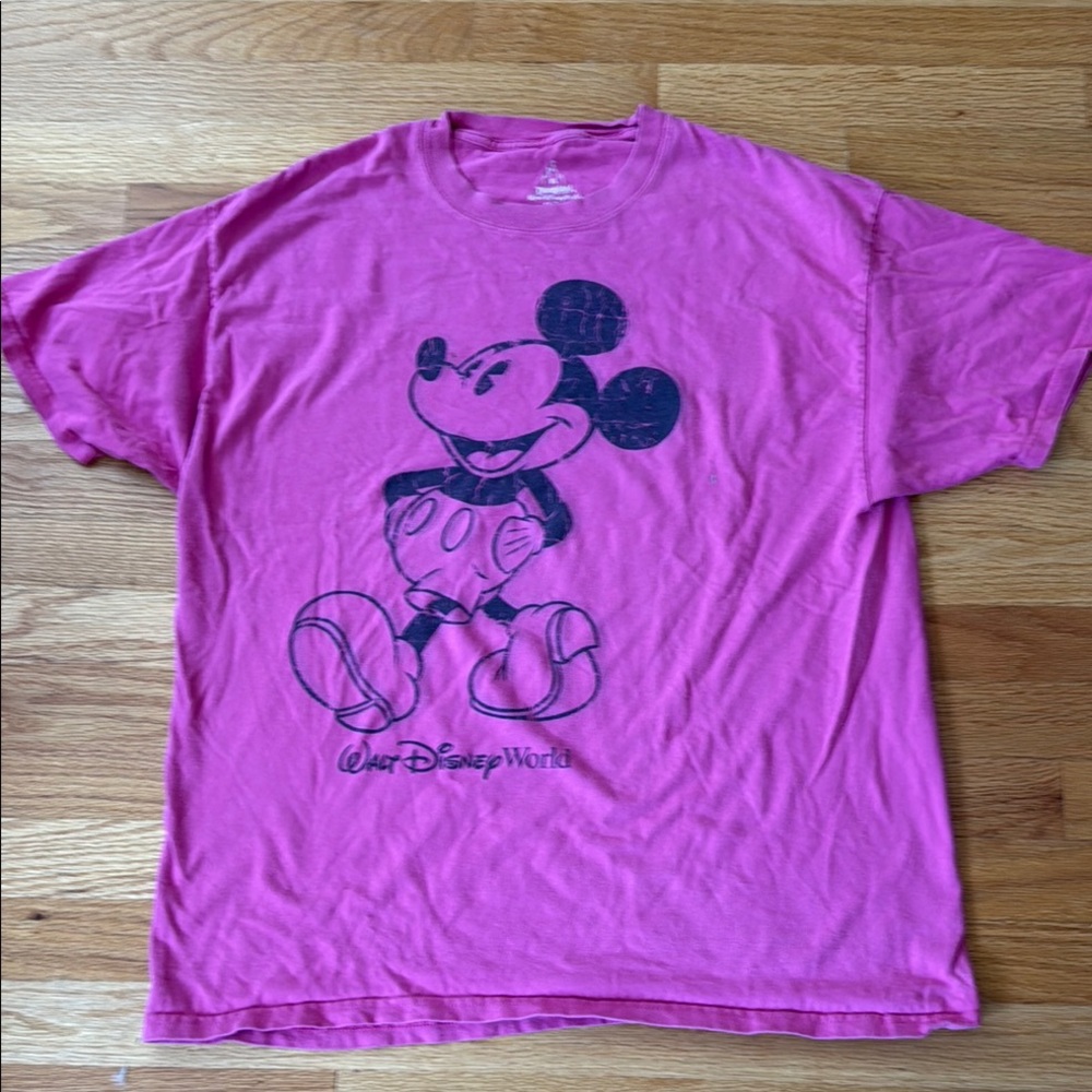 Exclusive Disney Park Pink Mickey Mouse All Cotton Short Sleeve Tee (XL)
